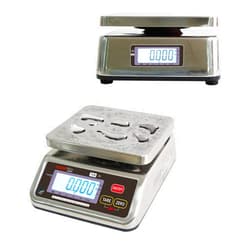 VisionTechShop TVS Portion Control Stainless Steel Washdown Scale, Lb/Oz/Kg/g Switchable, Low Profile Design, 12lb Capacity, 0.002lb Readability, Dual Display, NTEP Legal for Trade, NSF Certified