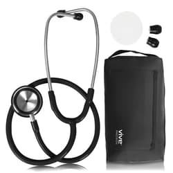 Vive Precision Dualhead Stethoscope - Dual Head Diaphragm Bell for Nurses, ER, Cardiology, Veterinary, Fetal Pediatrics Blood Pressure Kit - Double Barrel Chestpiece Device For Doctors, Students
