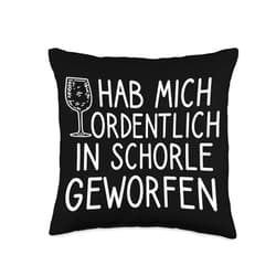 Weinschorle Wein Trinken Spruch Weißwein Weinfest Hab Mich Ordentlich in Schorle Gewerfen-Weintrinker Throw Pillow, 16x16, Multicolor