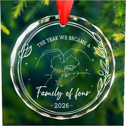 Fmeklaht Baby Pregnancy Announcement Gifts, 2026 The Year We Became A Family of Four, New Parents Gifts for Couples, First Time Grandparents Gift, New Mom and Dad to Be Christmas Ornaments 2026