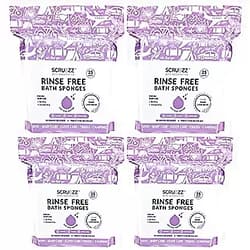 Scrubzz Disposable No Rinse Bathing Wipes - All-in-1 Single Use Shower Wipes, Simply Dampen, Lather, and Dry Without Shampoo or Rinsing (Lavender, 4-Pack) Lavender 25 Count (Pack of 4)