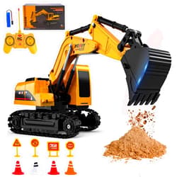 Lausomile Kids-Play-Construction Excavators Rechargeable Engineering-Vehicle - Remote Control Excavator Truck with Realistic Shovel and Light Perfect Christmas Birthday Gift for Kids Girls Boys Ages 6-12+