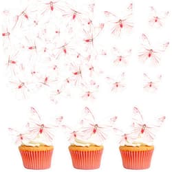 Ephlyn 72Pcs Edible Butterflies for Cake Decorating Pink Butterfly Cake Decorations Pink Butterflies Cupcake Toppers for Wedding Birthday Anniversary Flower Themed Party Supplies