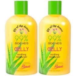 Lily Of The Desert Gelly Moisturizer - 99% Organic Aloe Vera Gel for Skin, After Sun Care with Aloe, Vitamin E Oil, and Vitamin C for Sunburn Relief, 12 Fl Oz (Pack of 2)
