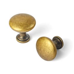 Goo-Ki 6 Pack Antique Brass Cabinet Drawer Knob Kitchen Hardware - Retro Bar Knob Vintage Bronze Single Handles Pull for Closet Wardrobe Dresser Cupboard, 9338GT-DK