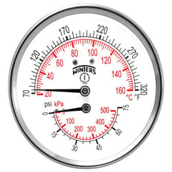 Winters Instruments Winters TTD Series Steel Dual Scale Tridicator Thermometer with 2