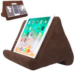 Souleden Tablet Soft Pillow Stand with Mesh Storage Pockets Multi-Angle Soft Bed Pillow Holder Lap Stand for Tablets Readers Books Magazines Kindle Brown