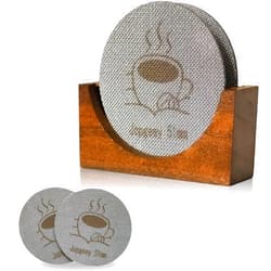 Jopgeey 2 Packs 51mm Espresso Puck Screen with Stand, 1.7mm Thickness 150μm 316 Stainless Steel Reusable Coffee Filters Compatible with Espresso Machine 51mm Portafilter Basket