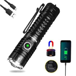 Wurkkos TS22 Super Bright Flashlight,4500 High Lumens Rechargeable LED Flashlight,Thoughtful Static Lock&Reverse Charging Function,IP68 Waterproof, Magnetic Design for Repairing Camping Dog Walking