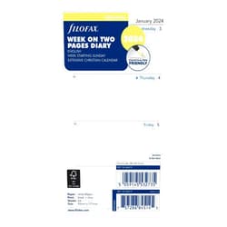 Filofax Calendar Diary Refill, Personal/Compact Size, Week-to-View with Notes Section, Sunday to Saturday, White Paper, Unruled, English, 2024 (C68419-24)