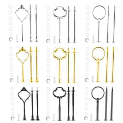 MSDADA 9 Set Cake Stand Hardware Kit Tiered Tray Hardware Fittings for Cake Stand,3 Tier Cake Stand Fittings Hardware Holder for Weeding,Party,Fruit Plate Handle,Cupcake Trays Serving Stand-Gold,Silver,Black
