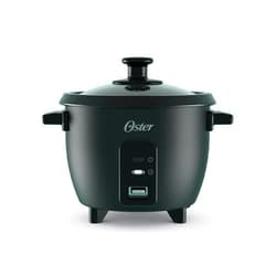 Oster 6-Cup Rice Cooker with Steamer Tray, Electric Rice Maker, Automatic Keep Warm, Nonstick Inner Pot, Black