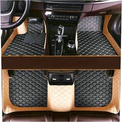NYMCAR Custom Luxury Floor Car Floor Mats Compatible with BMW All Models 1998-2023 (Beige+ Black White)