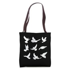 Flying Mourning doves for bird and animal Lover Beautiful Flying Peaceful White Mourning Dove Bird Tote Bag