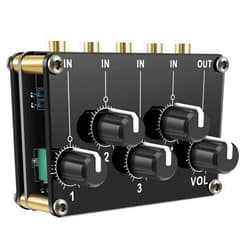 Fxvhojq Stereo Audio Mixer, 3.5mm 4 Channel Portable Mini Audio Mixer, with Separate Volume Control, Fashion Stereo Audio Splitter, Small Sound Mixer for Sub-Mixing, No External Power for Instrument