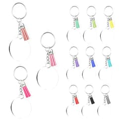 Yuntop 48 Pieces Acrylic Keychain Blanks Set Including Clear Circle Keychains Blank & Key Rings & Tassels & Jump Chain for Vinyl Crafting DIY Crafts Projects Ornament Transparent Round Keychains Bulk Kit