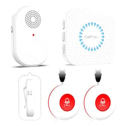 CallToU Wireless Caregiver Pager Waterproof Call Button Vibration Call Bell for Elderly at Home Disabled Patient Elderly Monitoring Nurse Calling 2 SOS Panic Buttons/Transmitters 500FT 2 Receivers