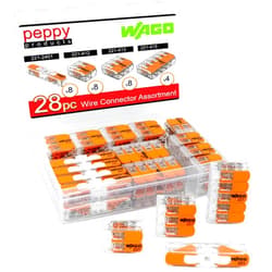 Peppy Products WAGO 221 Lever Nuts 28pc Compact Splicing Wire Connector Assortment with Case | Includes (8X) 221-2401, (8X) 221-412, (8X) 221-413, (4X) 221-415