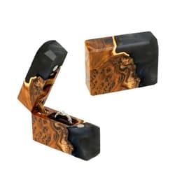 RWA resinwood.art – Marry me propose ring box of epoxy & wood. Small wooden box for thin rings. Luxury resin ring holder engagement. Pocket slim ring display case. Unique ring bearer idea