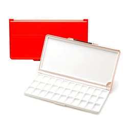MEEDEN Watercolor Palette with Lid: 33 Wells Airtight Folding Paint Palette with Large Mixing Tray - Empty Acrylic Painting Art Pallet 12.5''x 6.5'' Red