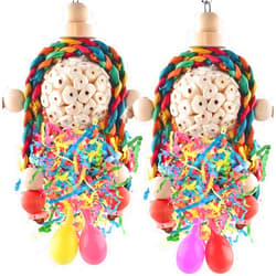 Bissap Conure Toys, 2PCS Bird Parrot Foraging Shredder Hanging Toys Sola Balls with Sand Hammer for Small Parrots Parakeets Conures Cockatiels Love Birds Cage Toy