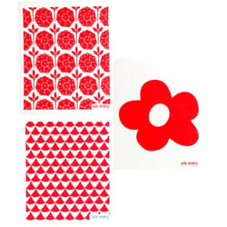 Trendy Tripper Swedish Dishcloths/Sponge Cloths: Packs of 3 Different RED or Pink Designs (3-Pk Red Blomma/Cirkus/Garden)