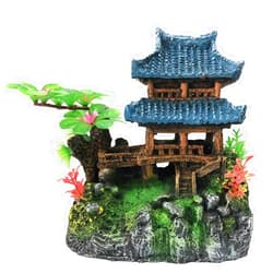 SLOCME Aquarium Classical Resin Castle Decorations - Fish Tank Realistic Details, Green Leaf Aquarium Accessories