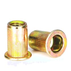 LOKMAN Rivet Nut, LOKMAN 100 Pieces 1/4-20UNC Carbon Steel Flat Head Rivnut Threaded Insert Nut,Knurled Body (1/4''-20)