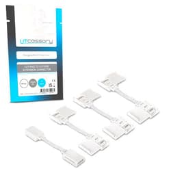 Litcessory Cut-End to Cut-End Extension Connector for Philips Hue Lightstrip Plus (2in, 4 Pack, White - MICRO 6-PIN V4)