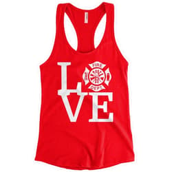 Cybertela Women's Love Fire Department Firefighter Fire Fighter Racerback Tank Top