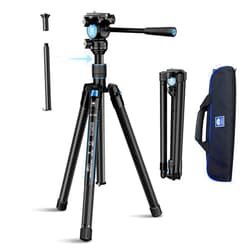 SIRUI Carbon Fiber Tripod Lightweight 2lbs with Panoramic Fluid Head, 59.8” Compact Camera Tripod Quick Release Leg Setup, Reversible Center Column, Reverse Folding Legs, Max Load 11lbs - Traveler X