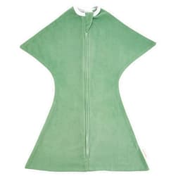 SleepingBaby Zipadee-Zip Transition Swaddle - Fleece Baby Swaddling Blanket with Zipper - Fleece Basil, Medium (6-12 Month)
