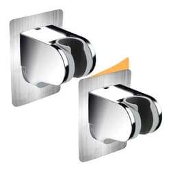 HO2ME 2 Pack No Drilling On Wall Mounted Shower Bracket for Handheld Shower Head, Strong Self Adhesive and Waterproof Shower Head Holder Adjustable to Meet Any Space Bathroom, Chrome