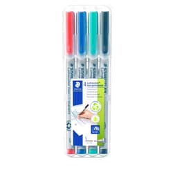 STAEDTLER 311 WP4 Lumocolor non-permanent pen, assorted colors, 4 Count (Pack of 1),black