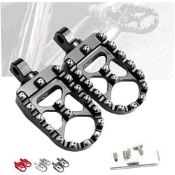 StarknightMT CNC Wide Fat Footpegs 360° Roating MX Foot Pegs Chopper Bobber Style Compatible with Dyna Fatboy Sportster Iron 883 (Black)