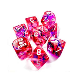 Wondertrail Red Nebula Black Light Special Dice with White Numbers 7+1 Dice Set 16mm (5/8in) Chessex