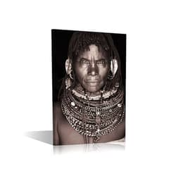 TUMOVO Abstract Canvas Wall Art - Tribal African Male Black and White Portrait Art Painting for Home Walls African Artwork Gallery Wrap Modern Home Art | Ready to Hang, 12