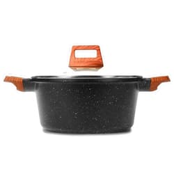 ESLITE LIFE Nonstick Stock Pot with Lid, 5 Quart Granite Casserole Large Soup Pot Pasta Cooking Pot, Induction Compatible, PTFE & PFOA Free, Black
