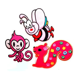 NiPitShop Cartoon Patch Nipitshop Patches Set 3 Pcs Pink Monkey Pink Bee Insect Cute Squirrel Iron on Embroidered Patches for Clothes Backpacks T-Shirt Jeans Hat Bag