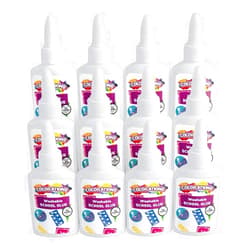 Colorations® Washable White Glue, Set of 12, Each in a 1.25 oz Bottle, Easy Spout Applicator, Goes on White and Dries Clear, Washable & Non Toxic Glue, Dries Quickly & Acid Free, School and Home Use