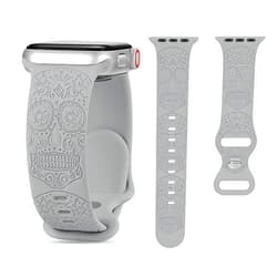 STARAMZ Sport Strap Compatible with Watch Bands 38/40/41mm 40mm 41mm, Women Soft Silicone Skull Engraved Replacement Sport Strap Wristbands for iWatch Series 7 6 5 4 3 2 1 SE