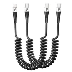 PRAKIE USB C to C 100W 3ft, 2Pack Coiled USB C Charger Cable for Car, Short Type C USBC Fast Charging Cable for iPhone 17/16/15/Pro/Plus/Pro Max/Samsung Galaxy S23, Compatible All Type C Devices