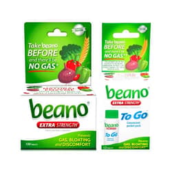 Beano Extra Strength 100ct & beano to Go Pocket Pack 12ct