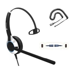 TruVoice HD-500 Office and Call Center Wired QD Headset with Noise Canceling Microphone and HD Speakers - Compatible with Mitel, Nortel, Avaya, Poly, Polycom, Shoretel, Digium, ESI, Fanvil Desk Phones