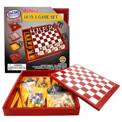 Matty's Toy Stop Exclusive Deluxe 10-in-1 Chess, Checkers, Tic Tac Toe, Backgammon, Mill, Roll Em, Insanity, Chinese Checkers, Mancala & Pick-Up Sticks Wooden Cabinet Game Set