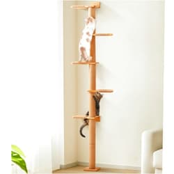 FUKUMARU Tall Cat Tree, 5 Tier Floor to Ceiling Cat Tower, Wall-Mounted Cat Scratching Post, Wild Simulation Cat Wall Shelves, Suitable for Kittens Cats Climb, Scratch, Lookout and Play
