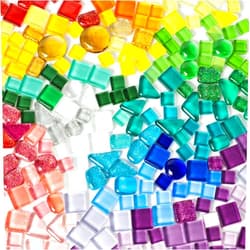 KYIAANY Crafts for Adult Mosaic Tiles Glass : KYIAANY 17.6 oz Pieces kit Supplies Bulk Mosaic Art Assorted Shapes Ceramic Iridescent Color - DIY Decor Mosaic Lamps Shade Base Holder Table Stepping Stone