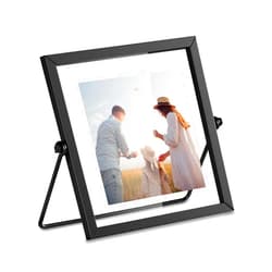 ANDUTEES 4x4 Floating Picture Frame, Black old Small Photo Frame, Metal Pressed Flowers Desk Picture Frame with Glass, Great for Photos, Gift, Pictures, Wedding, Portraits