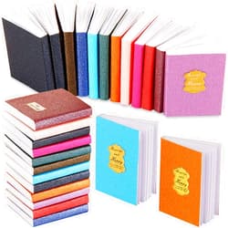Skylety 24 Pieces 1:12 Scale Miniatures Dollhouse Books Assorted Miniatures Dollhouse Accessories Small Books Decoration Accessories Doll Toy Supplies(Label Style)