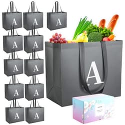 FURTOM Reusable Grocery Bag Bulk 12 Pack - Large Reusable Grocery Bags Heavy Duty, Foldable Shopping Tote Bag for Shopping Groceries Kitchen, Personalized Shopping Bag Gifts Box A
